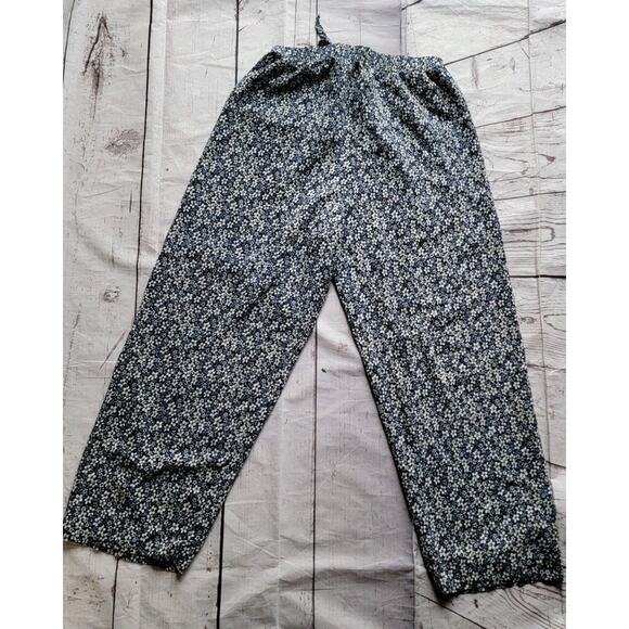 Laura Tyler Women Capri Pant Size M Blue Floral Pattern Drawstring - Picture 7 of 7